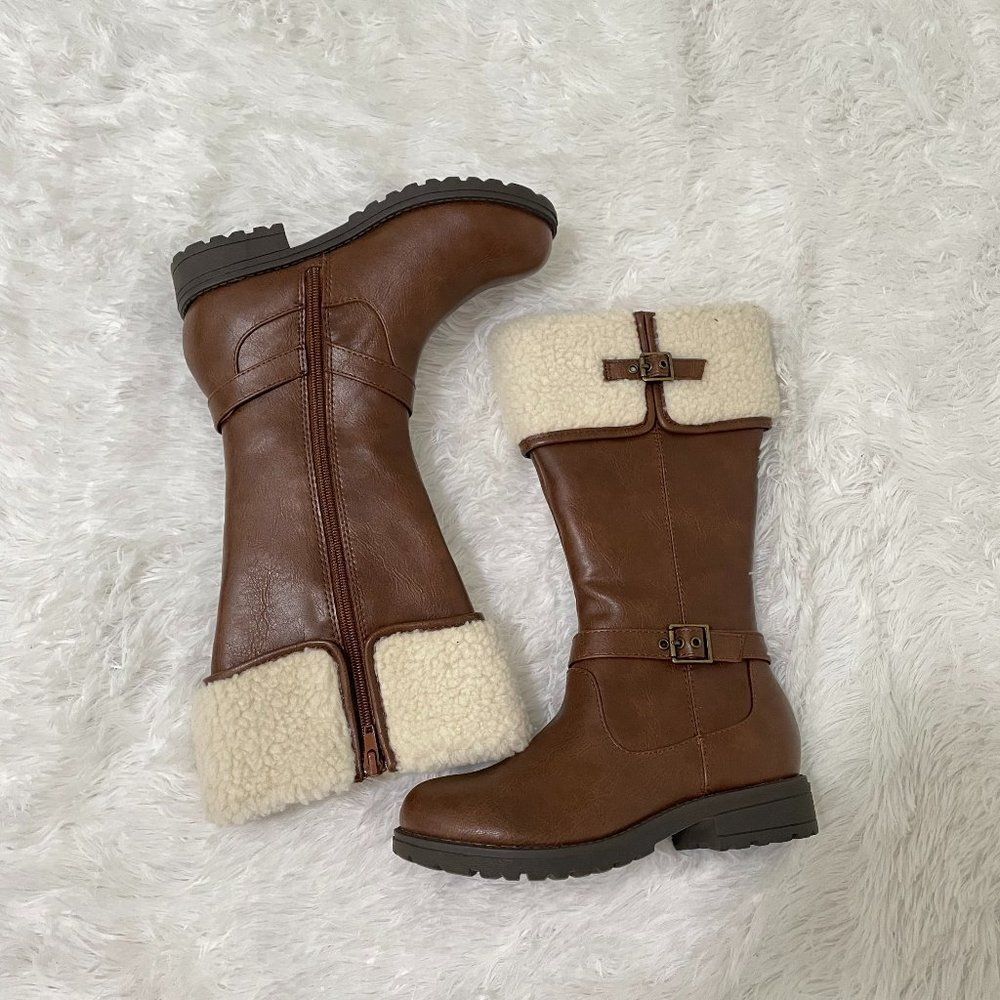 Unr8ed Toddlers Faux Leather Mid Calf Winter Boots Brown Size 3M Winter Casual
